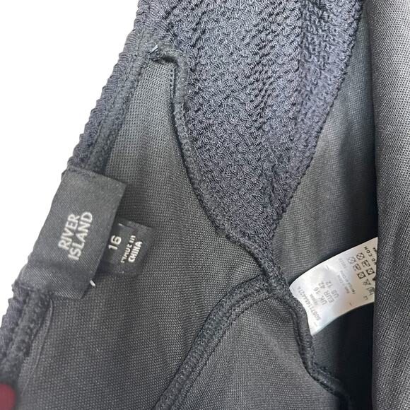 River Island Textured Chain Black One Piece Swimsuit Size 12 - Picture 5 of 8